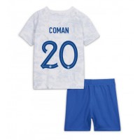 Dres Francuska Kingsley Coman #20 Gostujuci za djecu SP 2022 Kratak Rukav (+ kratke hlače)